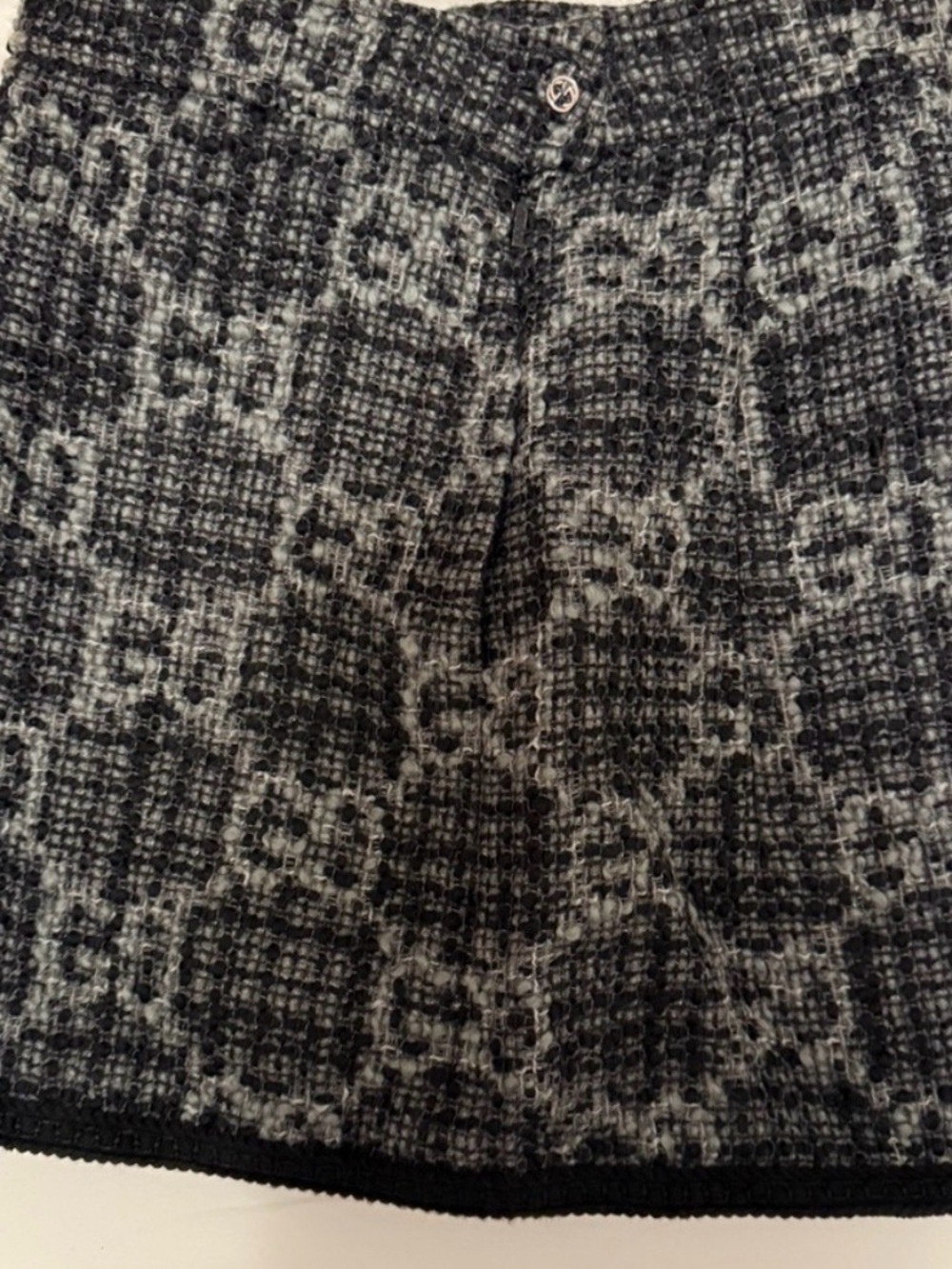 Gucci Black and Gray Tweed Mini Skirt with GG Motif